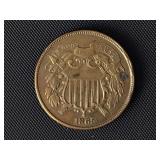 1865 Two Cent Piece  XF