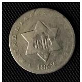 1852 Three Cent Silver - No Outlines  G