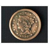 1846 Large Cent - Braided Hair Liberty Head  F