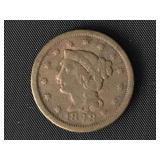1848 Large Cent - Braided Hair Liberty Head  F