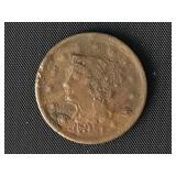 1851 Large Cent - Braided Hair Liberty Head  G