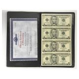 2001 Five Dollar Uncut Sheet (4 Bills)