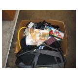 BOX OF MISCELLANEOUS ITEMS, BACKPACK,ACTION