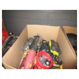 BOX OF ASSORTED POWER TOOLS
