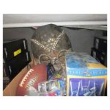 BOX OF MISCELLANEOUS ITEMS, MASK, DRINKING