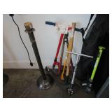 KIDS SCOOTERS AND ASSORTED YARD TOOLS