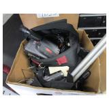 BOX OF ASSORTED VIDEO CAMERA AND GEAR, TRIPOD