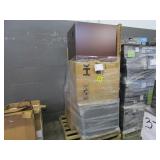 PALLET OF WOODEN DESK & OTHER MISC. FURNITURE