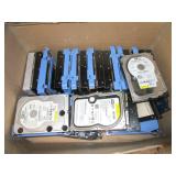 BOX OF ASSORTED HARD DRIVES