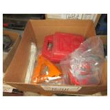 BOX OF DRILL BITS, JACKS, HYDRAULIC JACK: