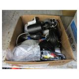 BOX OF SECURITY CAMERS & AUDIO/VISUAL CORDS: