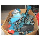 BOX OF POWER DRILLS, BATTERIES, & CHARGERS