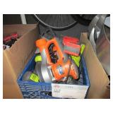 SMALL CRATE OF ASSORTED POWER TOOLS