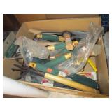 BOX OF ASSORTED GARDENING TOOLS
