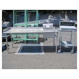 STAINLESS STEEL WASH TABLE & ROLLING DESK