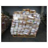 A PALLET WITH BOXES OF ASSORTED AUTOMOTIVE PARTS