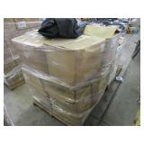 A PALLET OF BOXES WITH PET SEAT COVERS