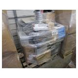 A PALLET WITH PRINTERS, KEYBOARD, VACUUM