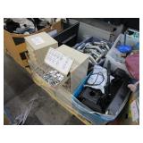 A PALLET WITH ASSORTED HARDWARE, PIPE FITTINGS,