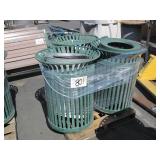 PALLET WITH 3 METAL WASTE CANS