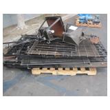 PALLET WITH WROUGHT IRON FENCING & DECORATIVE