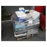 PALLET WITH TOOL BOXES & COOLERS