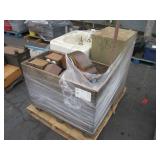 PALLET WITH ASSORTED CLOCKS, SINK, COMBINATION