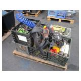 PALLET WITH STRAPS, SAFETY HARNESS, AIR HOSE &