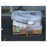 PALLET OF HAYWARD PLASTIC VALVES, 3M SAND PAPER &