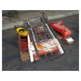 PALLET WITH EMERGENCY SIGNS, EXTENSION CORDS,