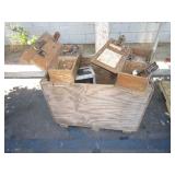 BOX WITH 2 ANTIQUE TELEPHONES & AMPLIFIER