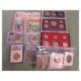 1 BAG W/COLLECTABLE CURRENCY, COINS