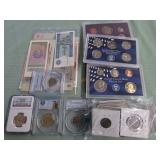1 BAG W/COLLECTABLE CURRENCY,COINS