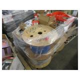 PALLET WITH REEL CABLES & METAL FITTINGS