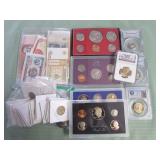 1 BAG W/COLLECTABLE COINS, CURRENCY