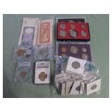 1 BAG W/COLLECTABLE CURRENCY,COINS