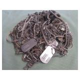 1 BAG W/SILVER TONE NECKLACES