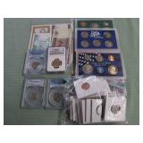1 BAG W/COLLECTABLE CURRENCY,COINS