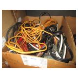 BOX WITH ASSORTED WIRING & JUMPER CABLES