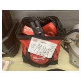 MILWAUKEE BAG WITH CHARGERS & BINOCULARS