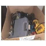BOX WITH ASSORTED POWER TOOLS