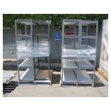LOT WITH 2 METAL STORAGE SHELVES