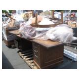 LOT WITH WOOD DESK, TABLE & PILLOWS