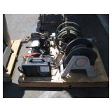 PALLET WITH PORTABLE WELDER, CUTOFF SAW, & HOSE
