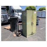 2 STORAGE CABINET, DOLLY, METAL MOBILE TABLE