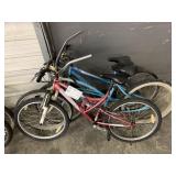 LOT WITH 3 BICYCLES: RED HUFFY, LIGHT BLUE DYNO-GL