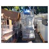 PALLET OF METAL SCHOOL DESKS AND CHAIRS