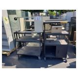LOT OF ROLLING MEDIA RACK AND STORAGE LOCKERS LOT OF ROLLING MEDIA RACK AND STORAGE LOCKERS