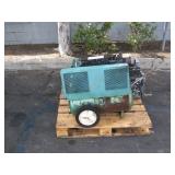 PALLET 1 GAS POWERED AIR COMPRESSOR AND ONE METAL PALLET 1 GAS POWERED AIR COMPRESSOR AND ONE METAL