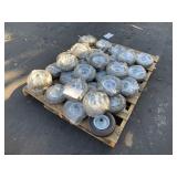 PALLET WITH 30 ULINE FLAT FREE PNEUMATIC WHEELS